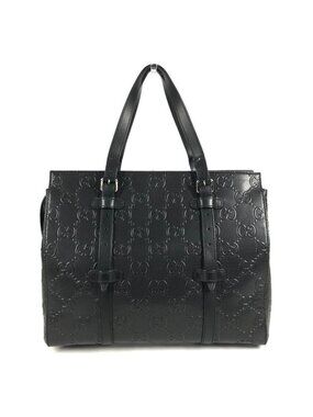 Gucci Shoulder Bag Logo Leather Black